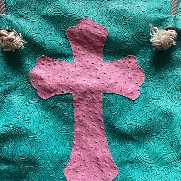 Leather handmade Brothers Sisters Design Studio Purse Tote with Lasso handles - Picture 4 of 16